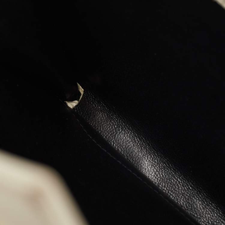 Pre Owned Saint Laurent White Mix Matelassé Leather Monogram Flap Chain Clutch