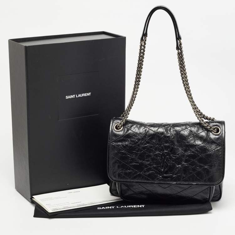 Pre Owned Saint Laurent Black Aged Leather Medium Niki Shoulder Bag