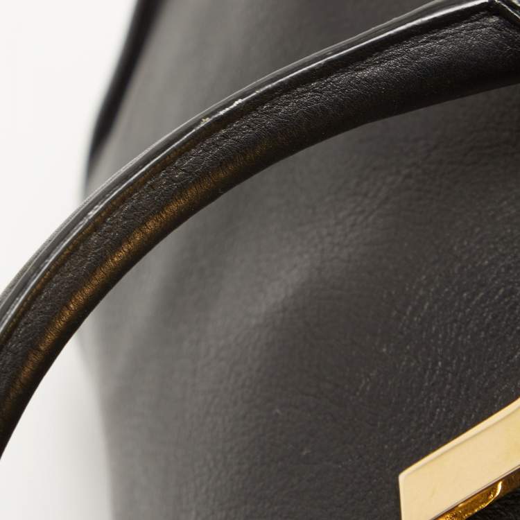 Pre Owned Saint Laurent Black Leather Medium Cabas Y-Ligne Tote