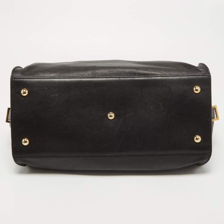 Pre Owned Saint Laurent Black Leather Medium Cabas Y-Ligne Tote