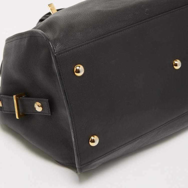 Pre Owned Saint Laurent Black Leather Medium Cabas Y-Ligne Tote