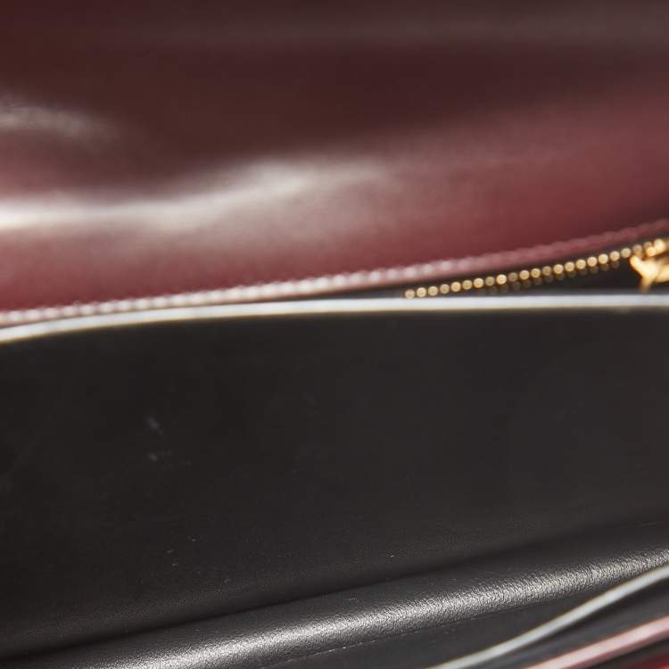Pre Owned Saint Laurent Burgundy Velvet and Leather Medium Cassandra Bag