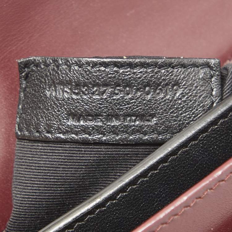 Pre Owned Saint Laurent Burgundy Velvet and Leather Medium Cassandra Bag
