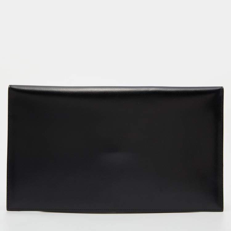 مملوكة مسبقًا Saint Laurent Black Leather Medium Uptown Clutch