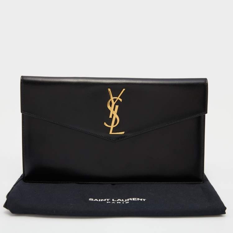 مملوكة مسبقًا Saint Laurent Black Leather Medium Uptown Clutch