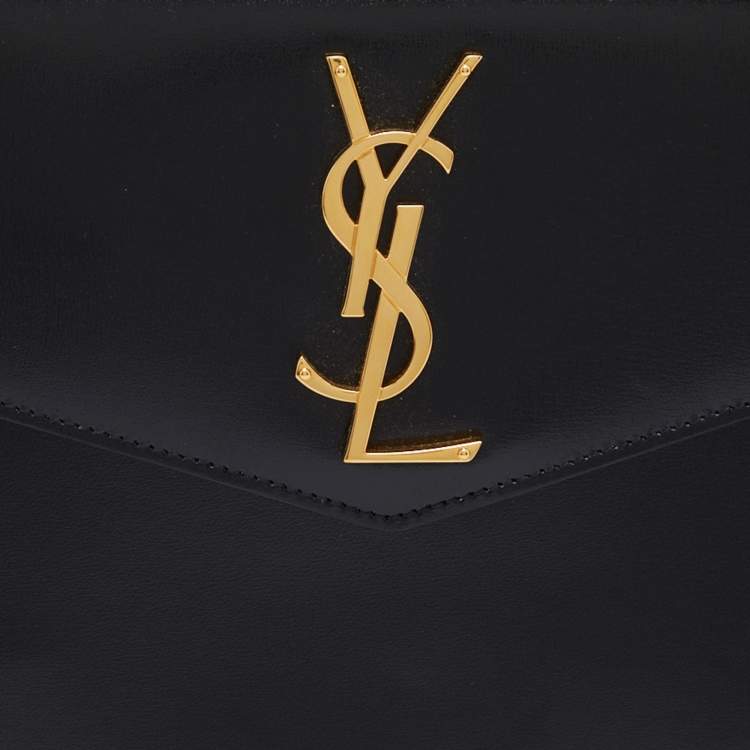 مملوكة مسبقًا Saint Laurent Black Leather Medium Uptown Clutch