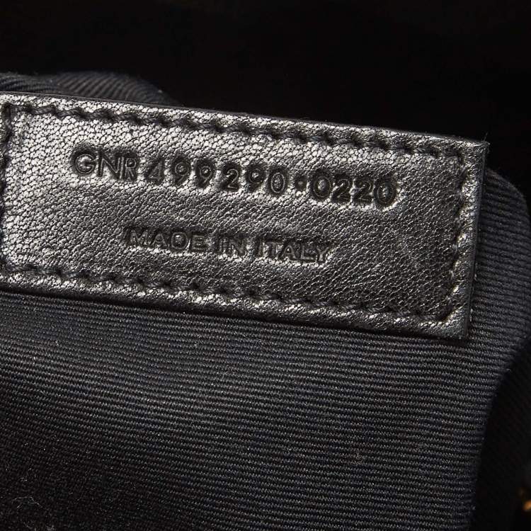 Pre Owned Saint Laurent Black/Beige Embroidered Canvas Rive Gauche Tote