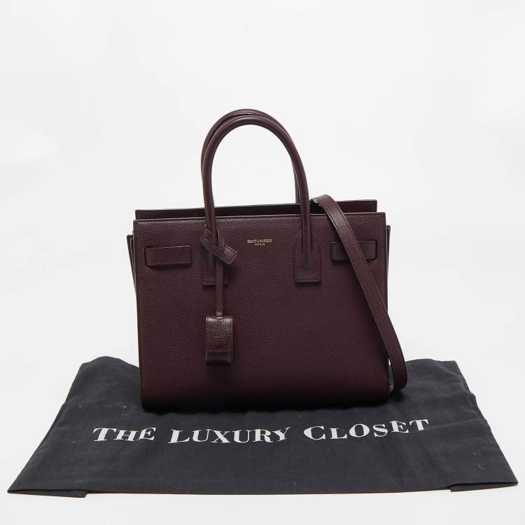 Pre Owned Saint Laurent Burgundy Leather Baby Classic Sac De Jour Tote