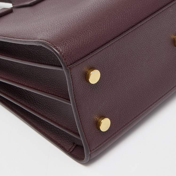 Pre Owned Saint Laurent Burgundy Leather Baby Classic Sac De Jour Tote