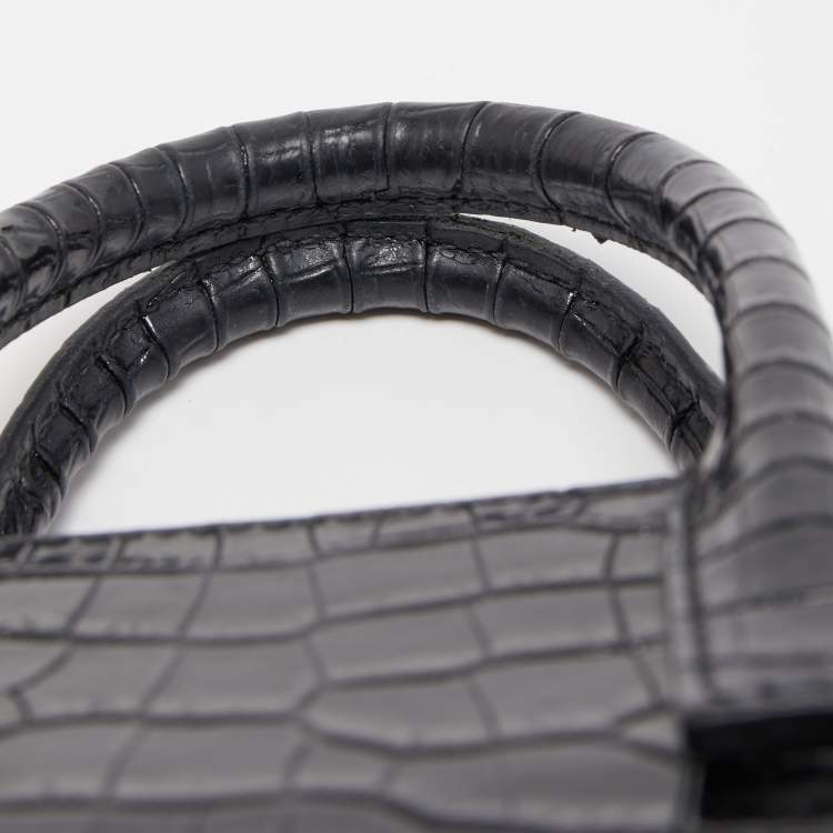 Pre Owned Saint Laurent Black Croc Embossed Leather Nano Classic Sac De Jour Tote