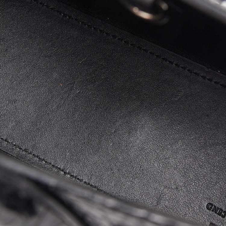 Pre Owned Saint Laurent Black Croc Embossed Leather Nano Classic Sac De Jour Tote