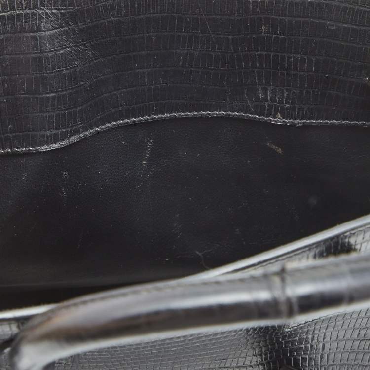 Pre Owned Saint Laurent Black Lizard Embossed Leather Baby Classic Sac De Jour Tote