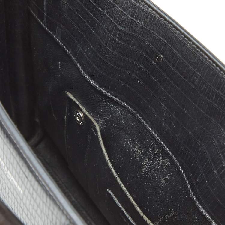 Pre Owned Saint Laurent Black Lizard Embossed Leather Baby Classic Sac De Jour Tote