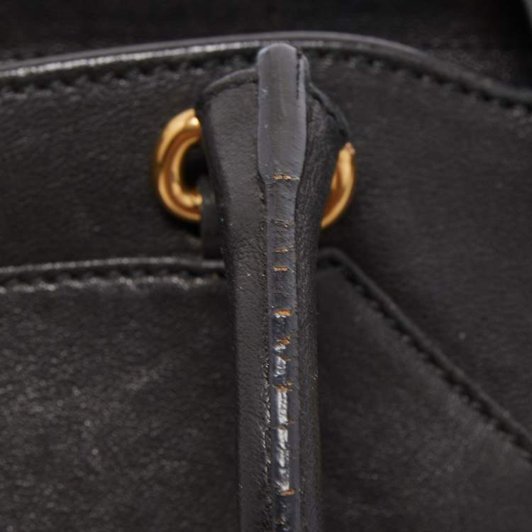 Pre Owned Saint Laurent Black Leather Small Monogram Cabas Tote