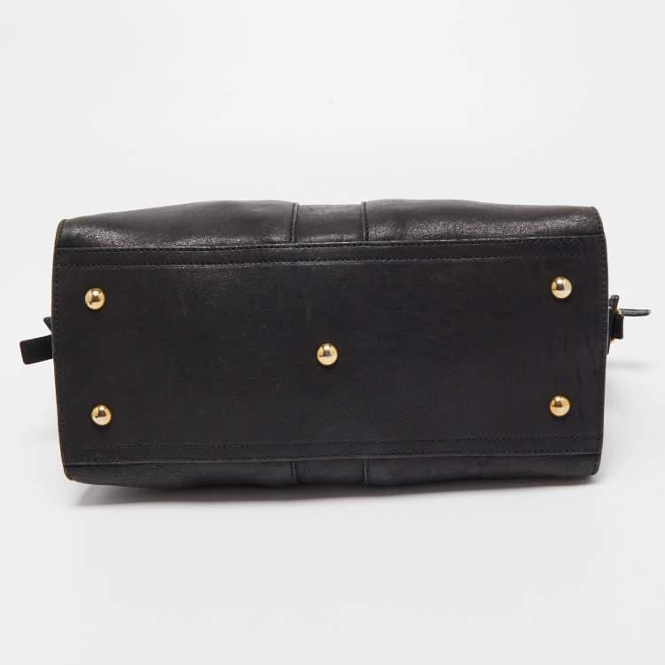 Pre Owned Saint Laurent Black Leather Small Monogram Cabas Tote