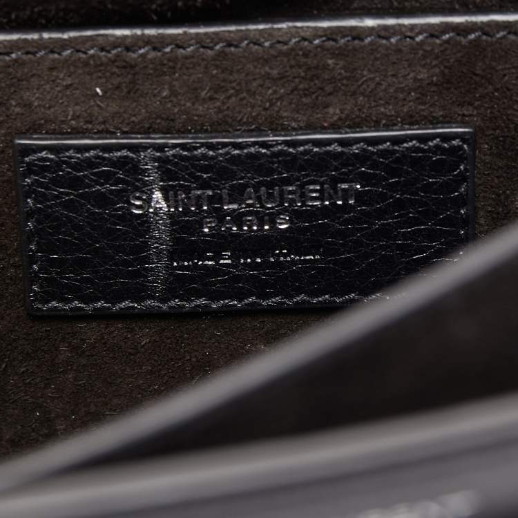 Pre Owned Saint Laurent Black Leather Medium Heart and Star Sunset Chain Shoulder Bag