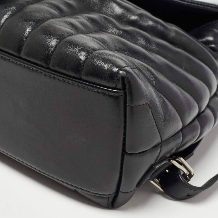 Pre Owned Saint Laurent Black Y Quilted Leather Loulou Backpack
