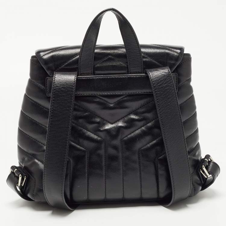 Pre Owned Saint Laurent Black Y Quilted Leather Loulou Backpack
