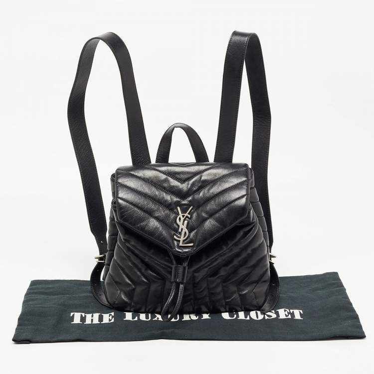 Pre Owned Saint Laurent Black Y Quilted Leather Loulou Backpack