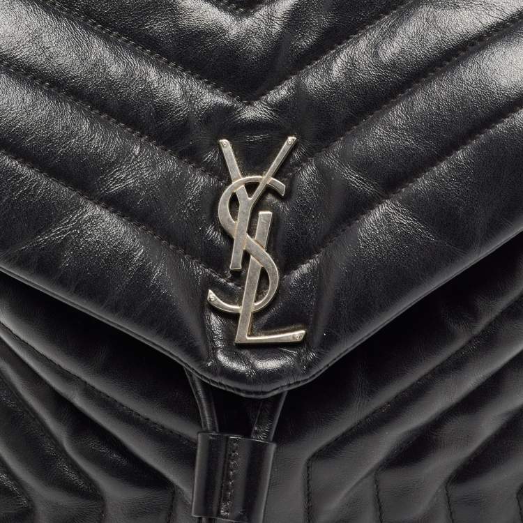 Pre Owned Saint Laurent Black Y Quilted Leather Loulou Backpack