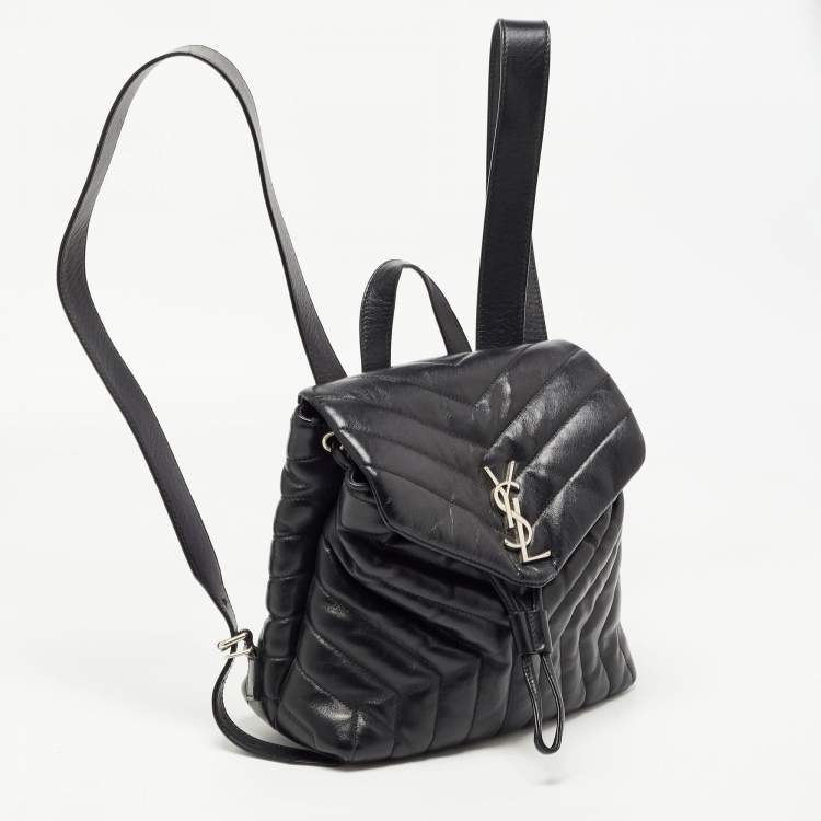Pre Owned Saint Laurent Black Y Quilted Leather Loulou Backpack