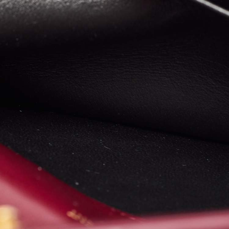 Pre Owned Saint Laurent Red Karung Leather Monogram Wallet on Chain