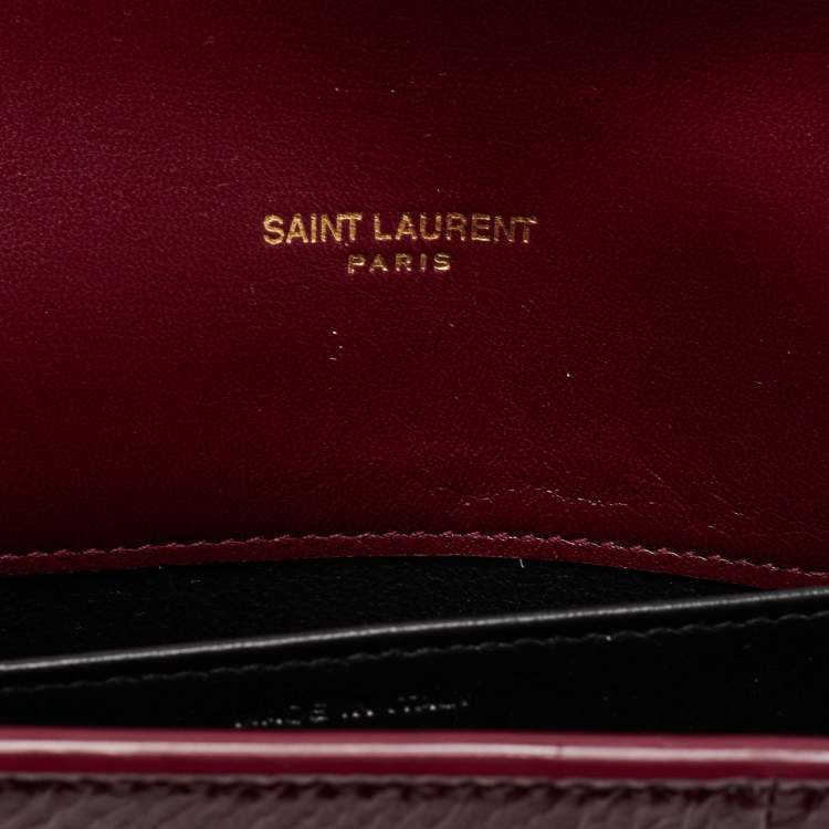 Pre Owned Saint Laurent Red Karung Leather Monogram Wallet on Chain