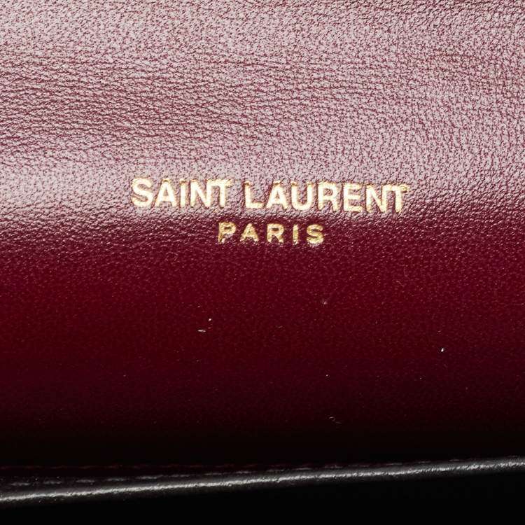 Pre Owned Saint Laurent Red Karung Leather Monogram Wallet on Chain