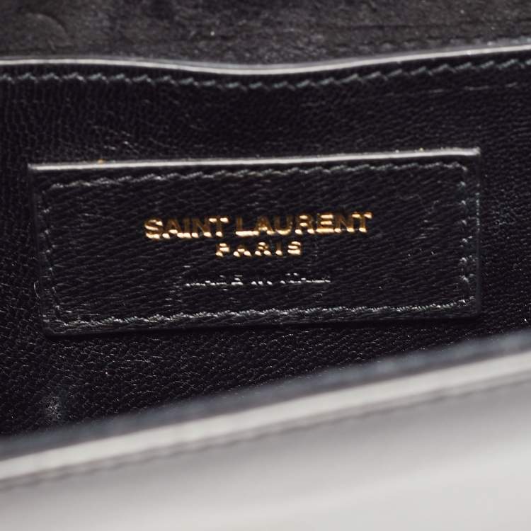 Pre Owned Saint Laurent Black Patent Leather Small Monogram Kate Chain Bag