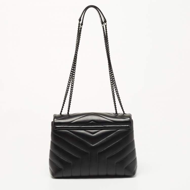 Pre Owned Saint Laurent Black Leather Small Loulou Shoulder Bag