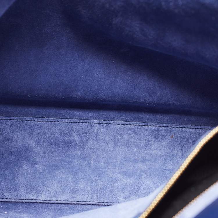 Pre Owned Saint Laurent Navy Blue Leather Medium Classic Sac De Jour Tote