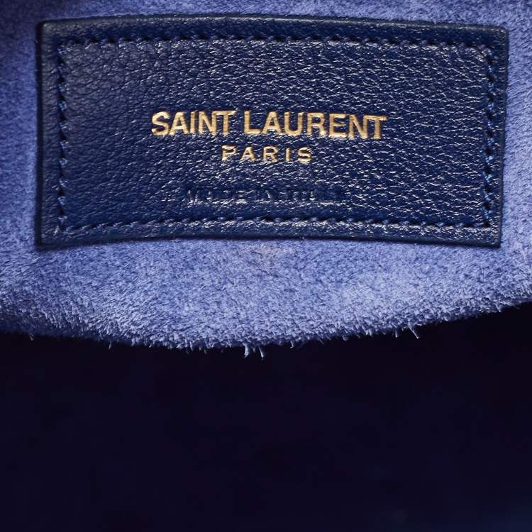 Pre Owned Saint Laurent Navy Blue Leather Medium Classic Sac De Jour Tote