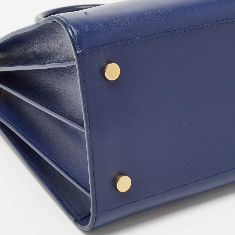 Pre Owned Saint Laurent Navy Blue Leather Medium Classic Sac De Jour Tote