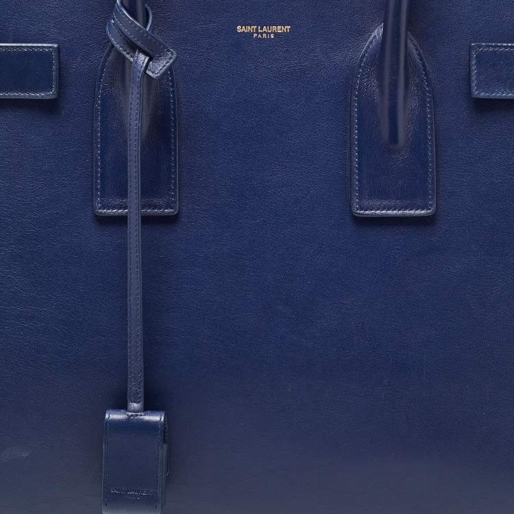Pre Owned Saint Laurent Navy Blue Leather Medium Classic Sac De Jour Tote