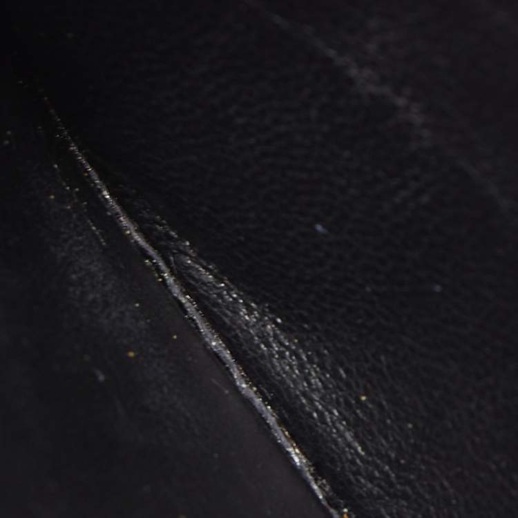 Pre Owned Saint Laurent Black Matelassé Leather Cassandre Card Holder