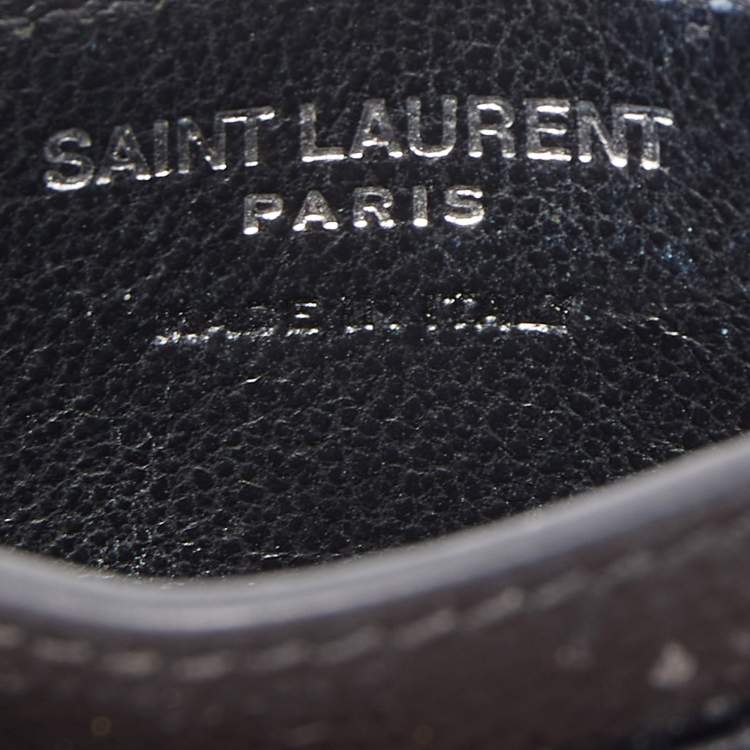 Pre Owned Saint Laurent Black Matelassé Leather Cassandre Card Holder