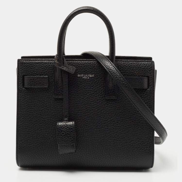 Pre Owned Saint Laurent Black Grained Leather Nano Classic Sac De Jour Tote