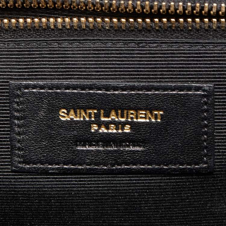 Pre Owned Saint Laurent Burgundy Matelassé Leather Large Monogram Envelope Shoulder Bag