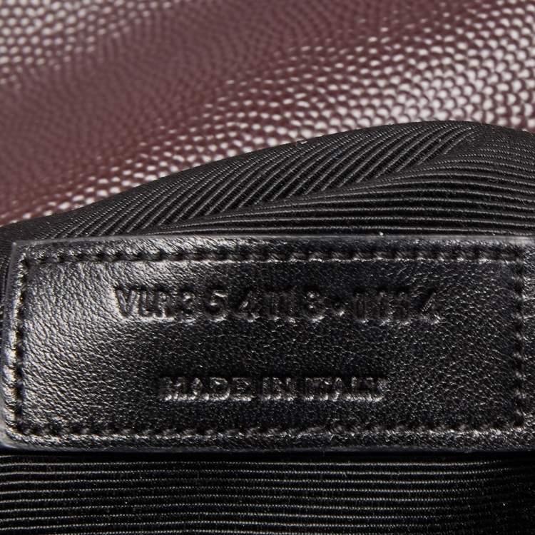 Pre Owned Saint Laurent Burgundy Matelassé Leather Large Monogram Envelope Shoulder Bag