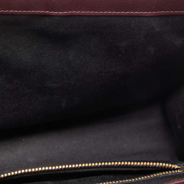 Pre Owned Saint Laurent Burgundy Matelassé Leather Large Monogram Envelope Shoulder Bag
