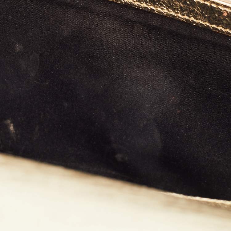 Pre Owned Saint Laurent Metallic Gold Leather Belle De Jour Flap Clutch