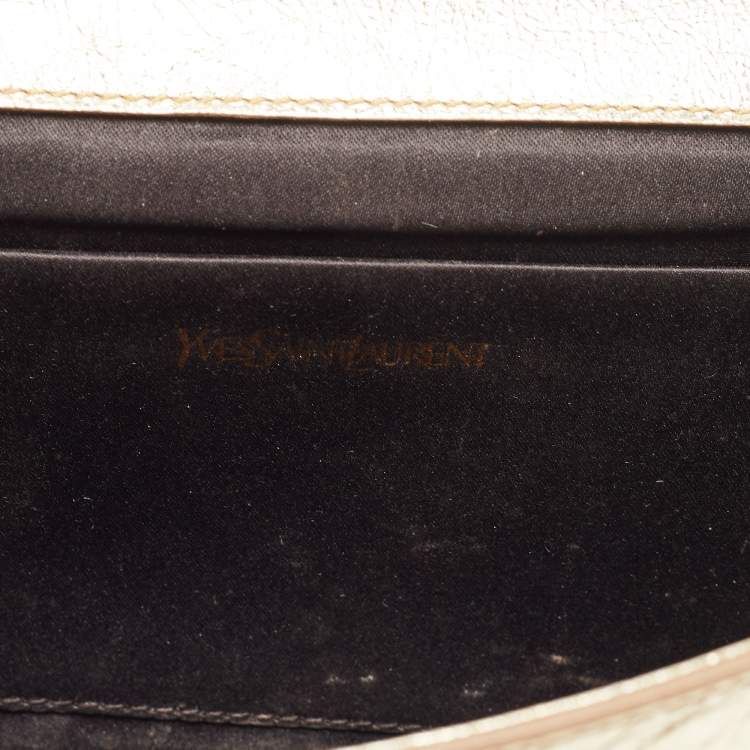 Pre Owned Saint Laurent Metallic Gold Leather Belle De Jour Flap Clutch