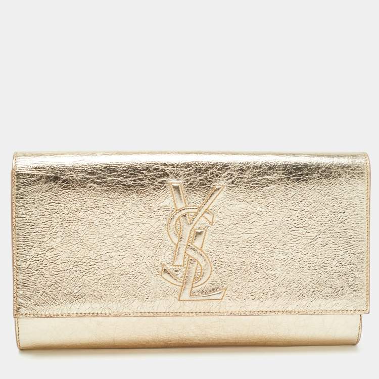 Yves Saint Laurent Metallic Leather Belle De Jour Flap Clutch Yves