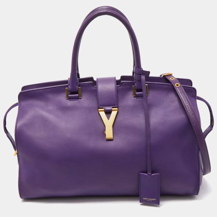 Saint Laurent Violet Leather Medium Cabas Y-Ligne Tote Saint Laurent ...