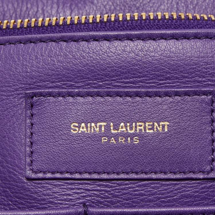 Pre Owned Saint Laurent Violet Leather Medium Cabas Y-Ligne Tote