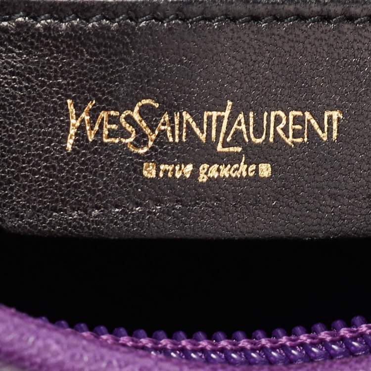 Pre Owned Saint Laurent Purple Fringed Suede And Leather Shoulder Bag