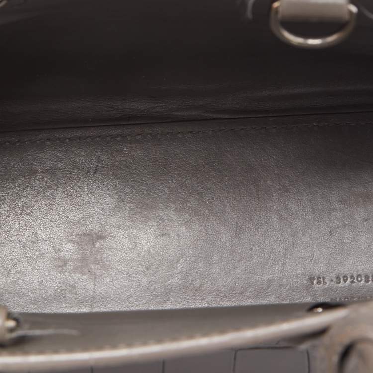 Pre Owned Saint Laurent Grey Croc Leather Nano Classic Sac De Jour Tote