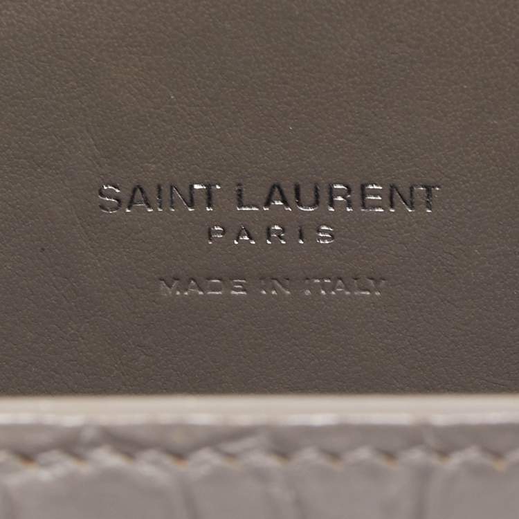Pre Owned Saint Laurent Grey Croc Leather Nano Classic Sac De Jour Tote