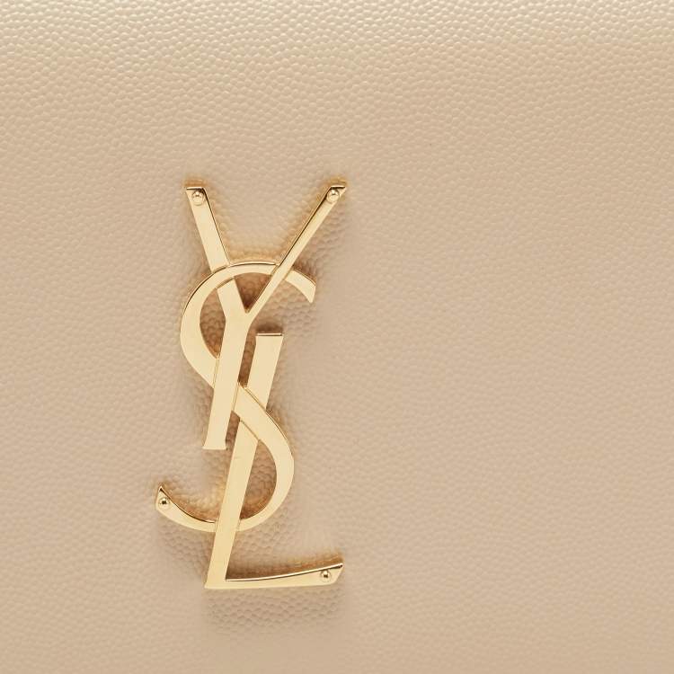 Pre Owned Saint Laurent Nude Leather Monogram Kate Clutch
