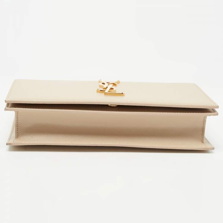 Pre Owned Saint Laurent Nude Leather Monogram Kate Clutch